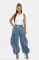 Street casual pleated lace up elastic waist harem pants