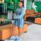 Fashion collar loose denim skirt