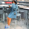 Fashion collar loose denim skirt