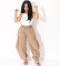 Street casual pleated lace up elastic waist harem pants