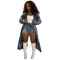 Women's autumn and winter street fashion cross embroidered long windbreaker