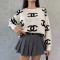 Winter new sweater round neck long sleeved versatile short top in 2 colors in stock