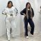 New Fashion Leisure Sports Set Embossed Hooded Zipper Embroidered Two Piece Set