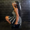 Women's Summer Fashion Street Thousand Bird Grid Hanging Neck A-line Skirt