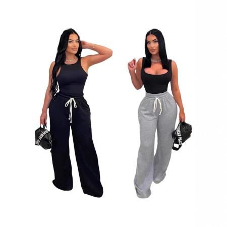 New European and American women's solid color casual pants