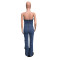 Women's fashion casual sexy strapless backless adjustable drawstring denim jumpsuit