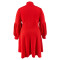 Large size women's scarf long sleeved bubble sleeve mid length dress source factory