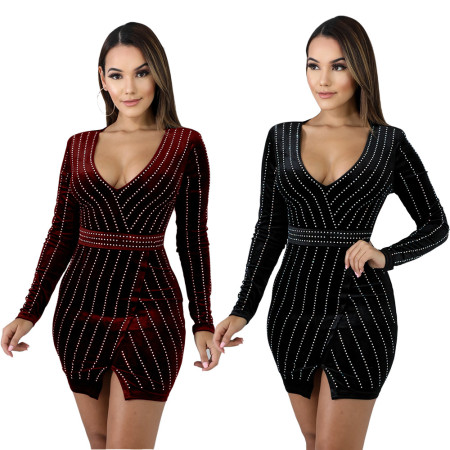 Hot selling rhinestone women's dresses, including hip hugging dresses and sexy nightclub dresses