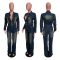 Slim fit elastic bell mouth wash long sleeved denim jumpsuit