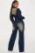Slim fit elastic bell mouth wash long sleeved denim jumpsuit
