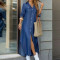 Shirt collar button denim long sleeved dress