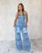Casual and fashionable strapless women's slim fit denim jumpsuit work pants
