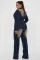 Slim fit elastic bell mouth wash long sleeved denim jumpsuit