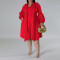 Large size women's scarf long sleeved bubble sleeve mid length dress source factory