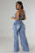Casual and fashionable strapless women's slim fit denim jumpsuit work pants