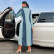 Large size women's new denim patchwork lapel long sleeved dress source