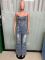 Casual and fashionable strapless women's slim fit denim jumpsuit work pants