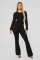 Beauty studded pearl bubble bead long sleeved backless wide leg pants jumpsuit