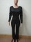 Beauty studded pearl bubble bead long sleeved backless wide leg pants jumpsuit