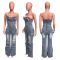 Casual and fashionable strapless women's slim fit denim jumpsuit work pants