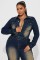 Slim fit elastic bell mouth wash long sleeved denim jumpsuit