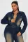 Slim fit elastic bell mouth wash long sleeved denim jumpsuit