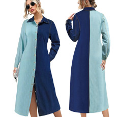 New denim mandarin duck color spliced jacket style dress source