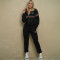 Embossed ribbon embroidered hooded set in 2 colors in stock