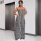 Fashionable hot girl strapless multi pocket work pants