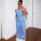 Fashionable hot girl strapless multi pocket work pants