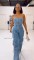 New strapless multi pocket workwear jeans jumpsuit with multiple buttons for women's wear