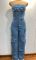 New strapless multi pocket workwear jeans jumpsuit with multiple buttons for women's wear