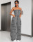 Fashionable hot girl strapless multi pocket work pants