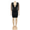 Fashionable and sexy solid color women's deep V sleeveless flowing beard mid skirt dress for women