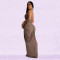 Fashion women's solid color sexy slim fit dress V-neck dress new