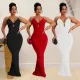 Fashionable women's sexy slim fit camisole V-neck backless dress
