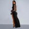 Fashion Women's Hot Diamond Sexy Hollow Long Sleeve Split Dress