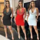 Fashionable and sexy V-neck hanging neck rhinestone dress for women's gatherings, hip hugging skirt