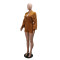 Women's new fashionable zipper long sleeved jumpsuit shorts slim fit