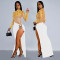 Fashion Women's Hot Diamond Sexy Hollow Long Sleeve Split Dress