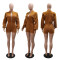 Women's new fashionable zipper long sleeved jumpsuit shorts slim fit