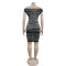 Fashionable women's slim fit temperament, hip hugging short skirt, rhinestone hot stamping dress