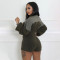 Women's new fashionable zipper long sleeved jumpsuit shorts slim fit