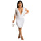 Fashionable and sexy solid color women's deep V sleeveless flowing beard mid skirt dress for women