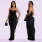 Fashion women's solid color sexy slim fit dress V-neck dress new