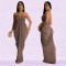 Fashion women's solid color sexy slim fit dress V-neck dress new