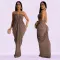 Fashion women's solid color sexy slim fit dress V-neck dress new