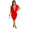 Fashionable and sexy solid color women's deep V sleeveless flowing beard mid skirt dress for women