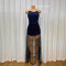 Fashion new product strapless sexy backless denim mesh dress with wrapped buttocks, women's clothing