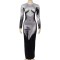 New Spicy Girl Fashion 3D Human Printed Long Sleeve Slimming Hip hugging Dress